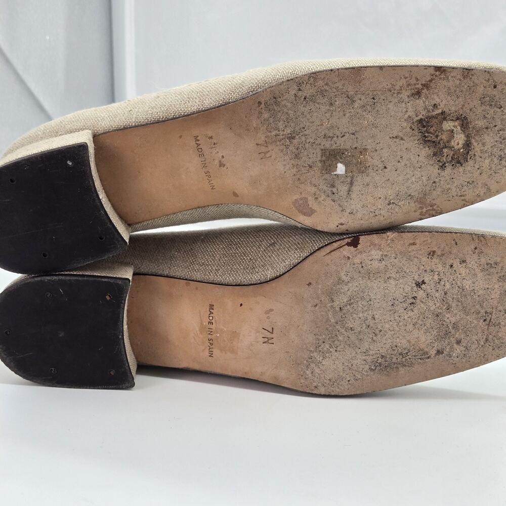 Talbots Loafers Comfort Square Toe Slip On Linen Embr Fabric Sz 7.5N Boho Cottag - Picture 7 of 10